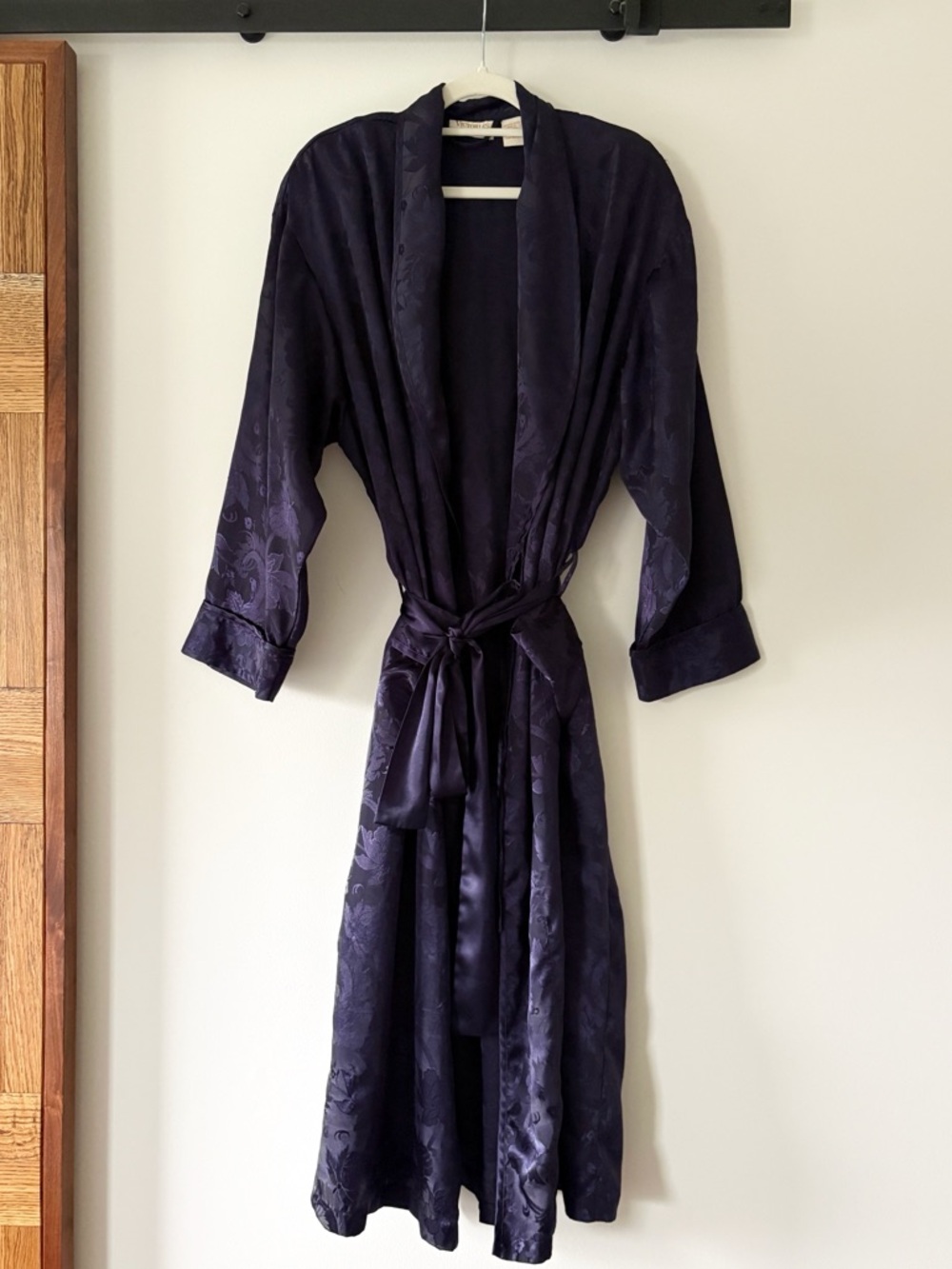 Victoria’s Secret | Vintage Long Robe Navy Blue Jacquard Floral